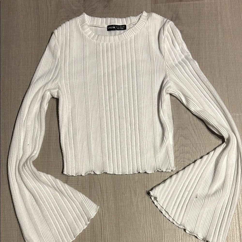 Shein White Ribbed Knit Top